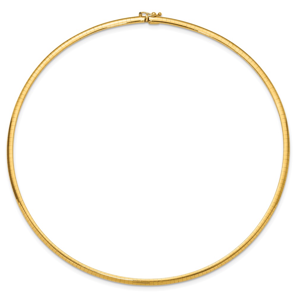 14k Polished 3mm Standard Weight 16 inch Domed Omega Necklace (OD3-16)
