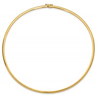14K Yellow Gold Polished 3mm Standard Weight Domed Omega Necklace, 16" view 2