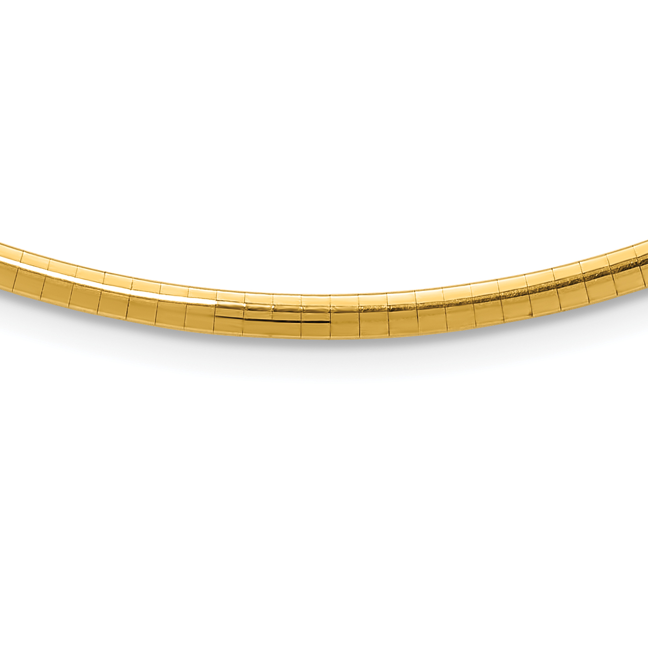 14k Polished 3mm Standard Weight 16 inch Domed Omega Necklace (OD3-16)