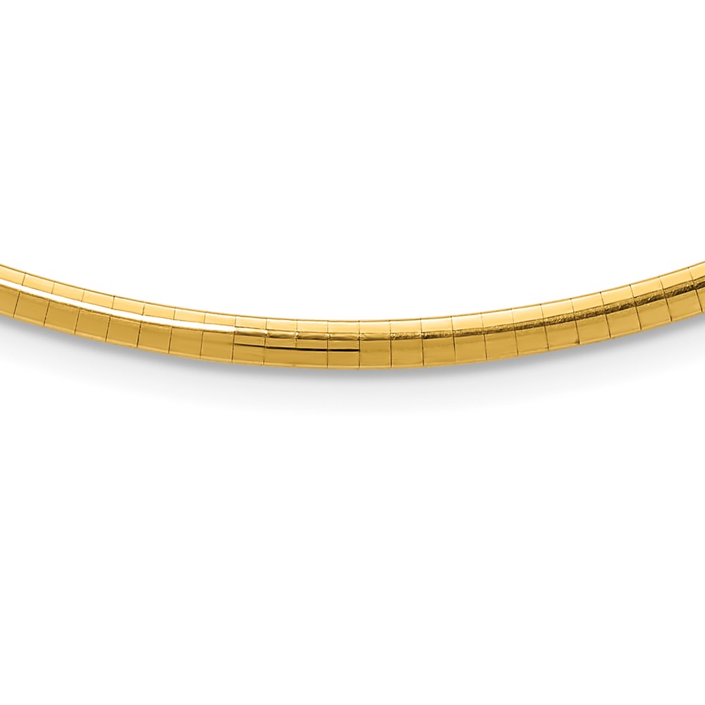 14k Polished 3mm Standard Weight 16 inch Domed Omega Necklace (OD3-16)