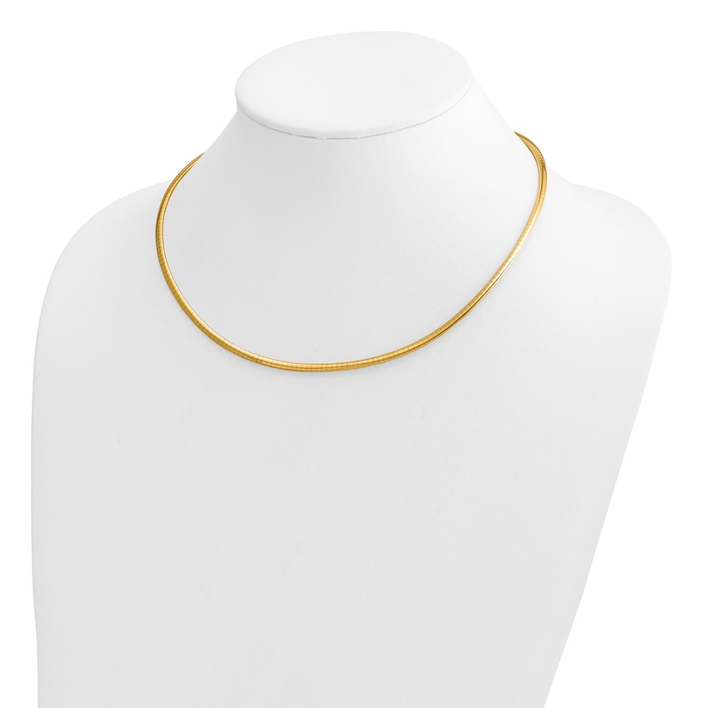 14k Polished 3mm Standard Weight 18 inch Domed Omega Necklace (OD3-18)