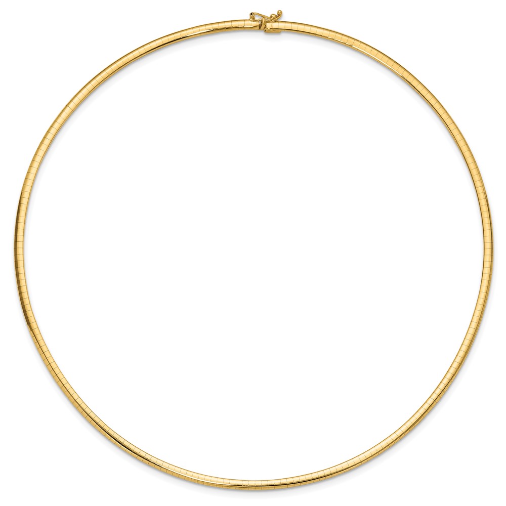 14k Polished 3mm Standard Weight 18 inch Domed Omega Necklace (OD3-18)