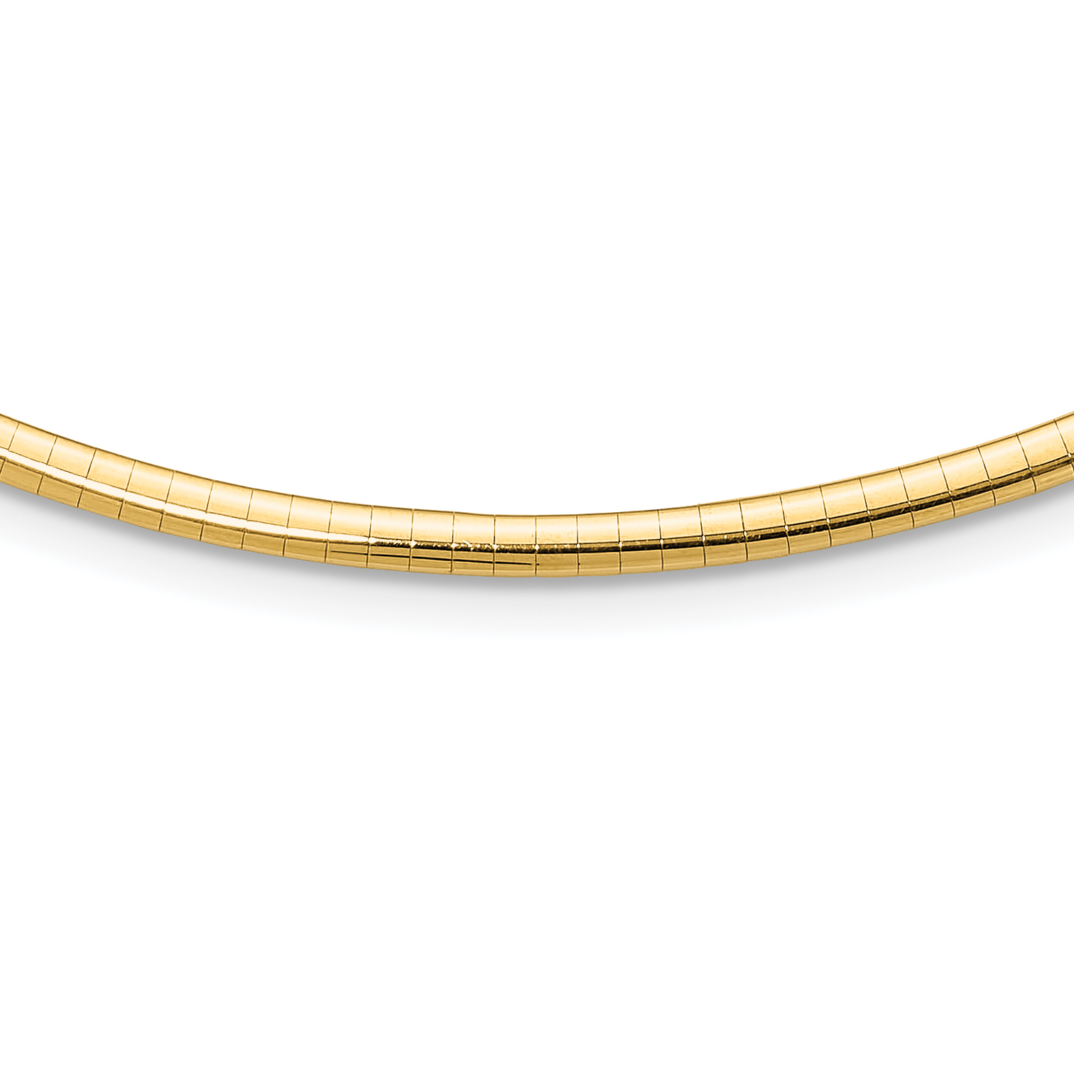 14k Polished 3mm Standard Weight 18 inch Domed Omega Necklace (OD3-18)