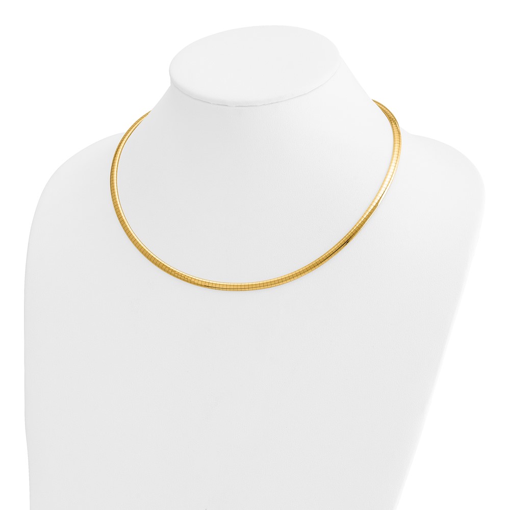 14k Polished 4mm Standard Weight 18 inch Domed Omega Necklace (OD4-18)
