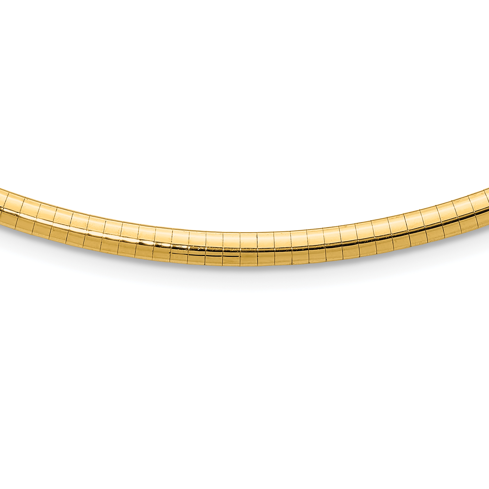 14k Polished 4mm Standard Weight 18 inch Domed Omega Necklace (OD4-18)