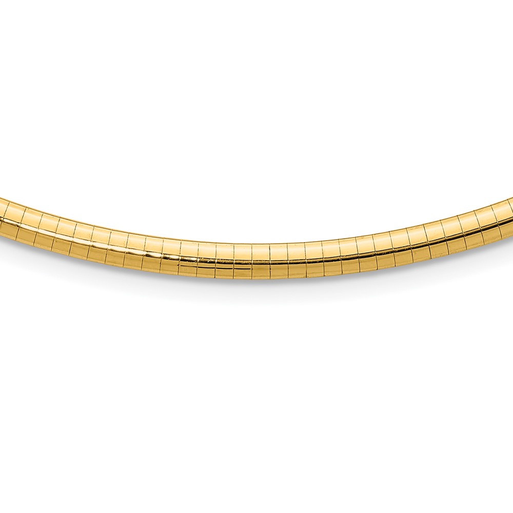 14k Polished 4mm Standard Weight 18 inch Domed Omega Necklace (OD4-18)