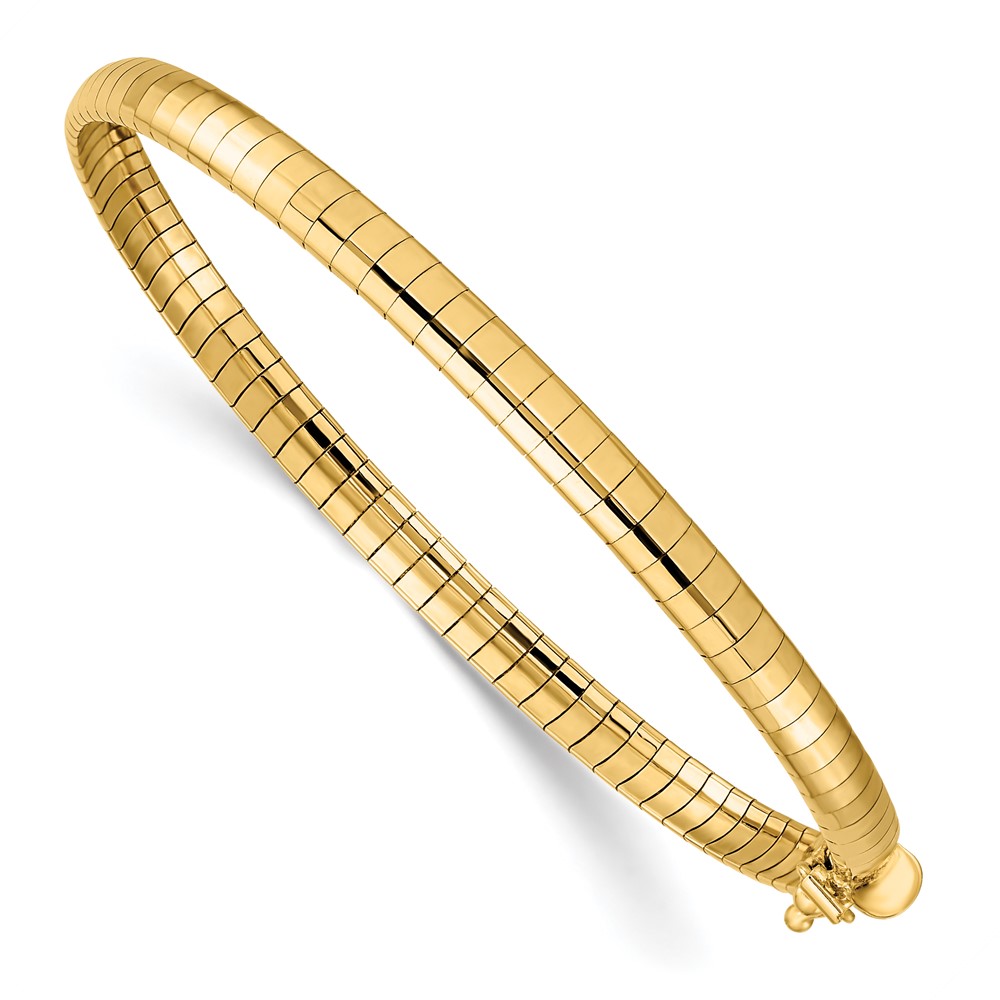 14k Polished 4mm 7 inch Domed Omega Bracelet (OD4-7)