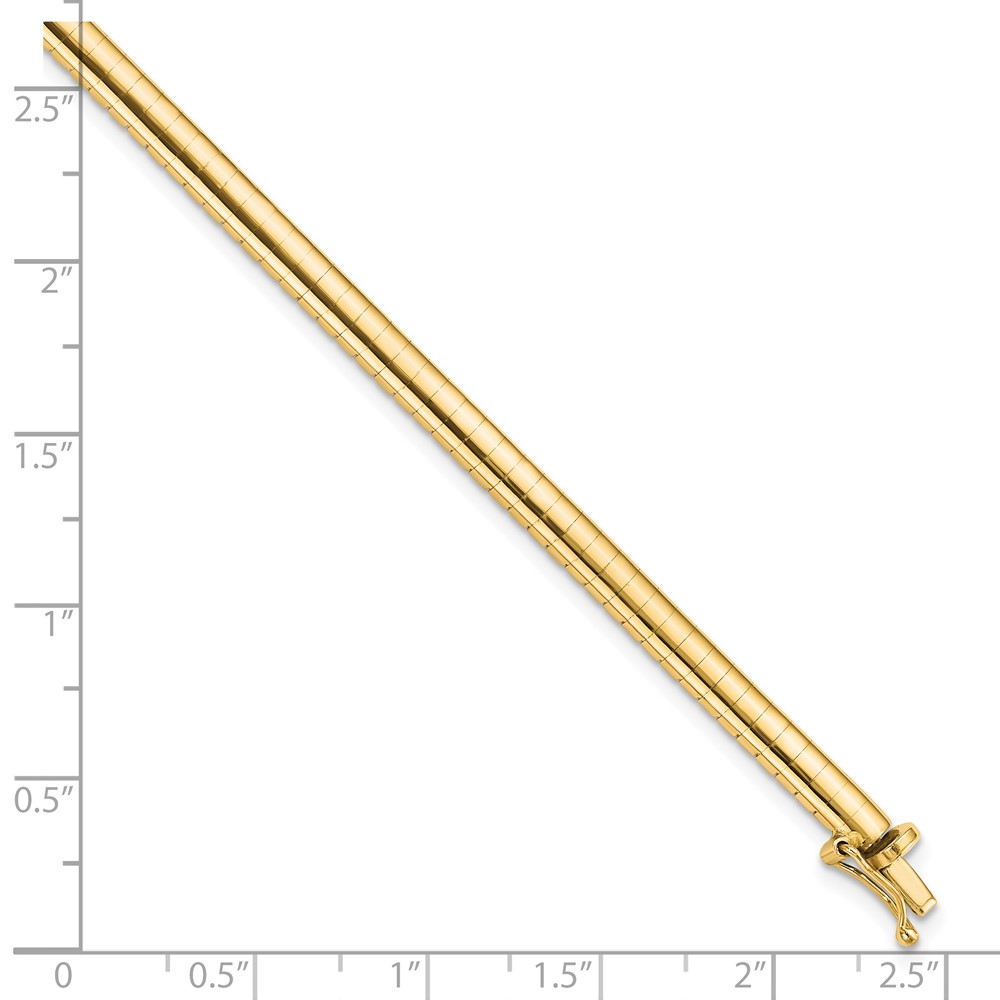 14k Polished 4mm 7 inch Domed Omega Bracelet (OD4-7)