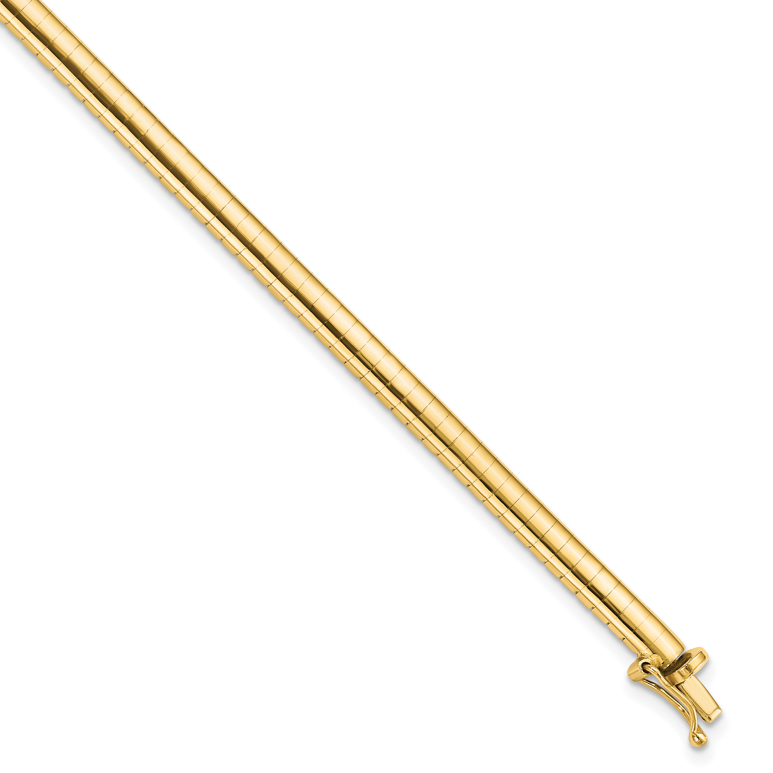 14k Polished 4mm 7 inch Domed Omega Bracelet (OD4-7)