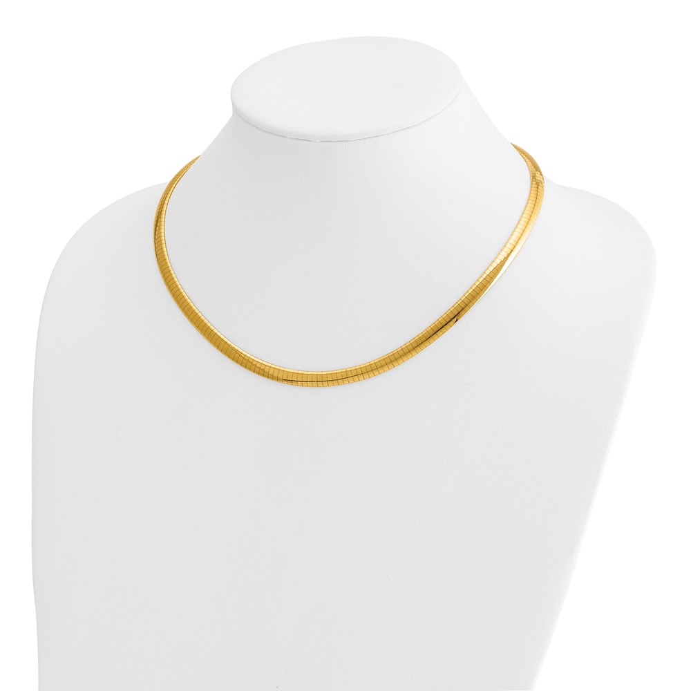 14k Polished 6mm Standard Weight 18 inch Domed Omega Necklace (OD6-18)