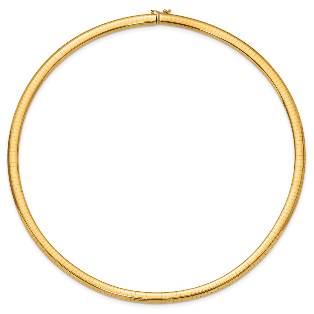 14k Polished 6mm Standard Weight 18 inch Domed Omega Necklace (OD6-18)