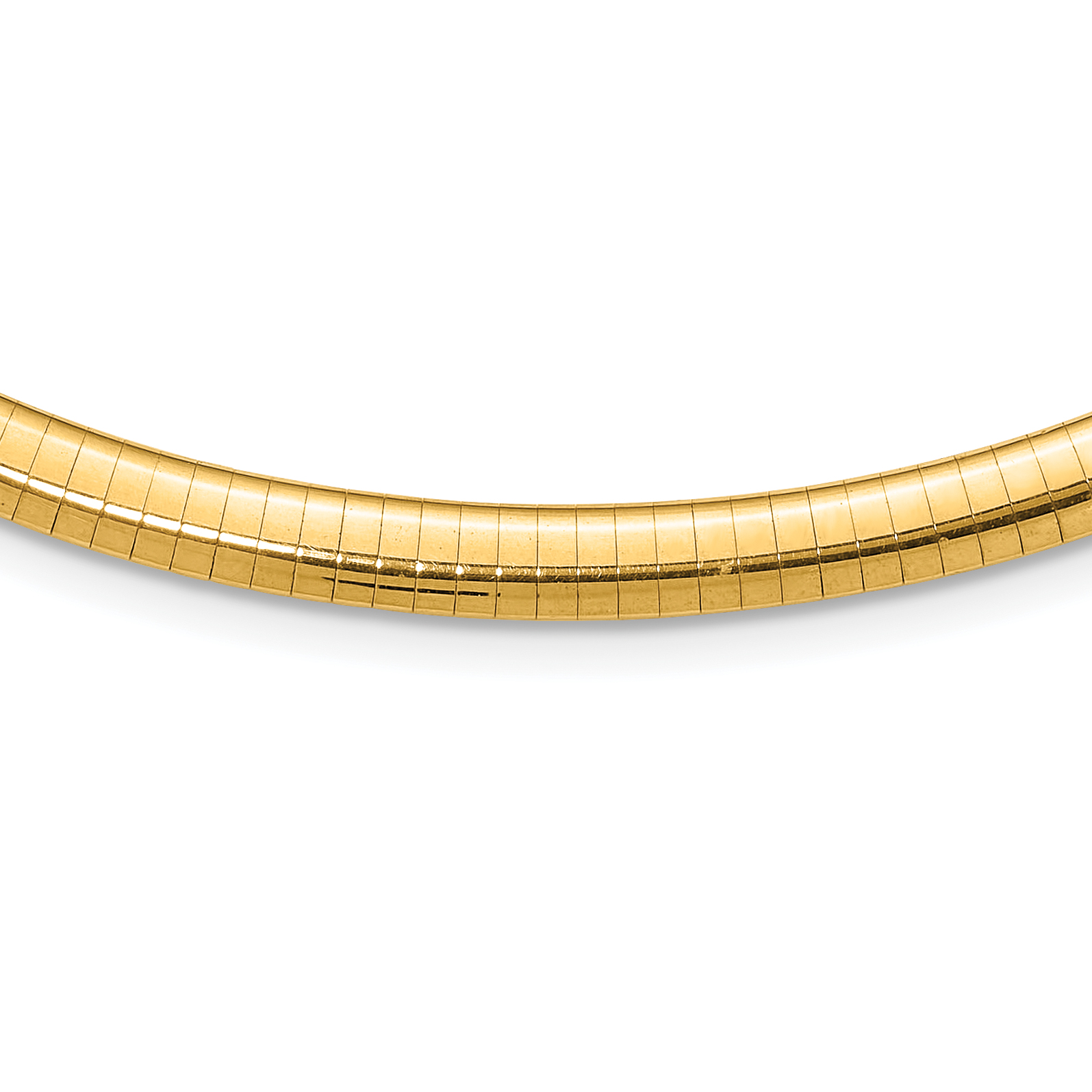 14k Polished 6mm Standard Weight 18 inch Domed Omega Necklace (OD6-18)