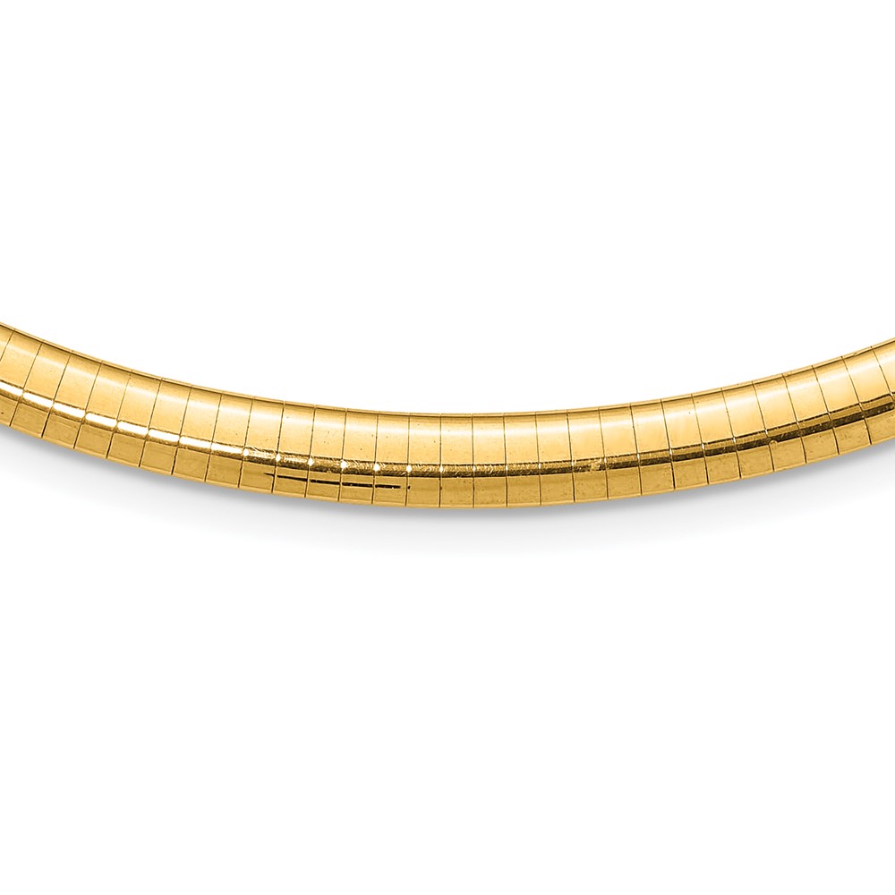 14k Polished 6mm Standard Weight 18 inch Domed Omega Necklace (OD6-18)