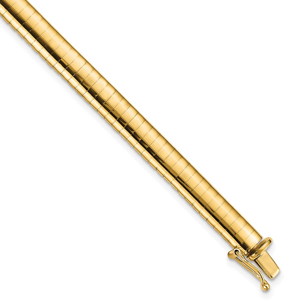 14k Polished 6mm 7 inch Domed Omega Bracelet (OD6-7)