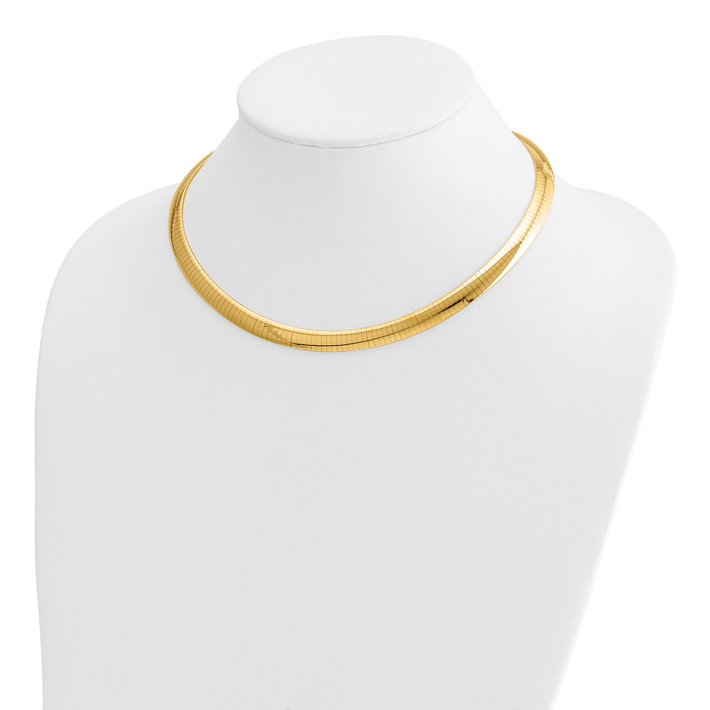 14k Polished 8mm Standard Weight 16 inch Domed Omega Necklace (OD8-16)