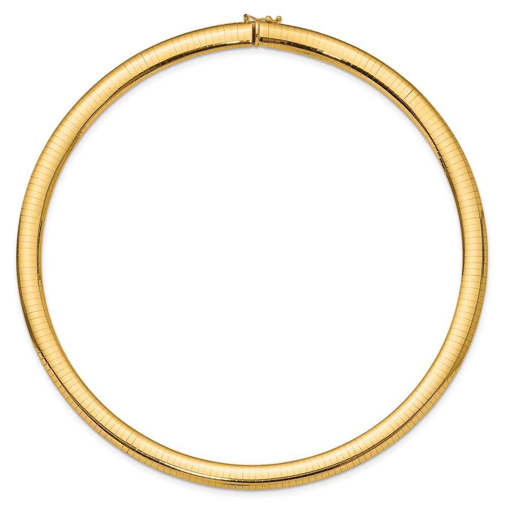14k Polished 8mm Standard Weight 16 inch Domed Omega Necklace (OD8-16)