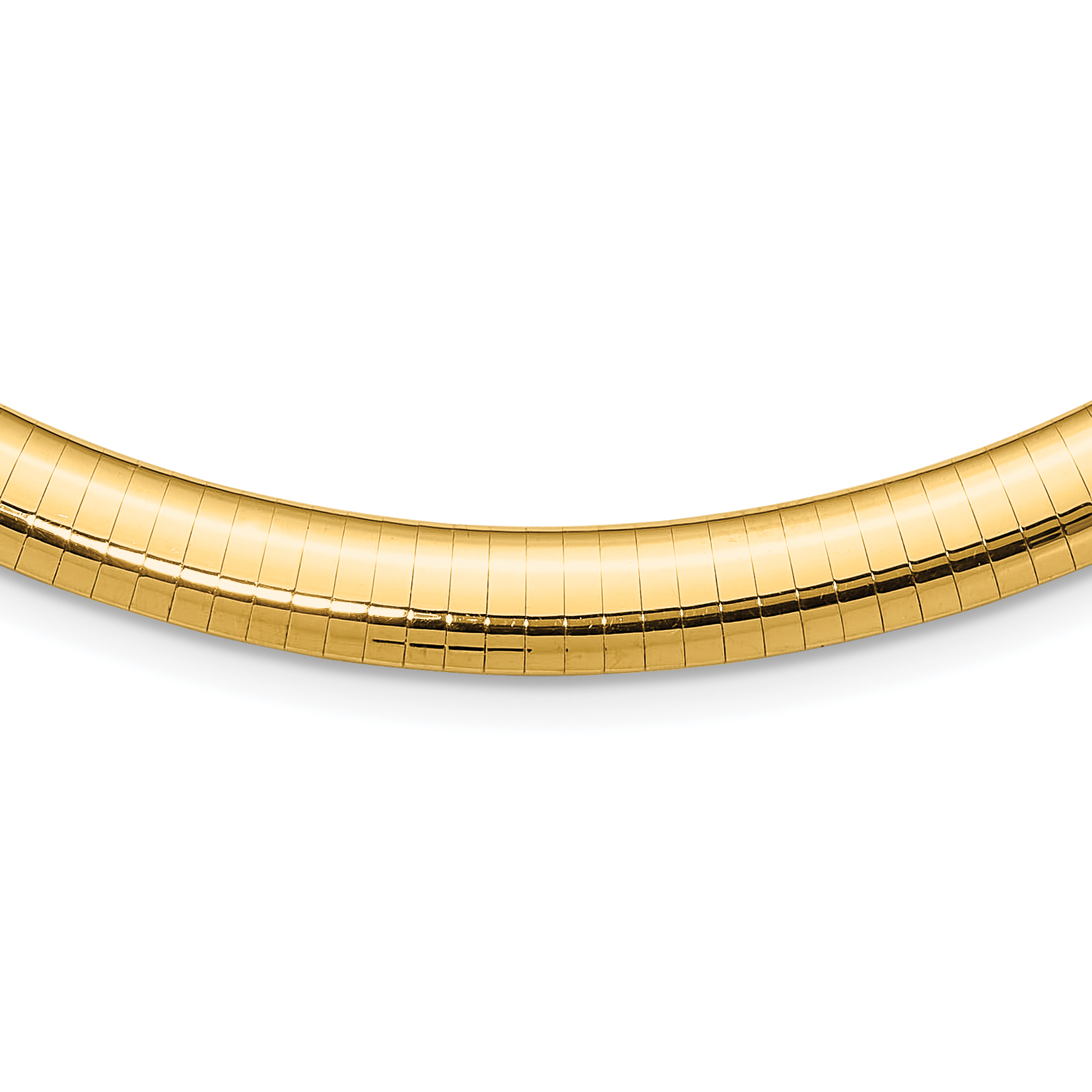 14k Polished 8mm Standard Weight 16 inch Domed Omega Necklace (OD8-16)