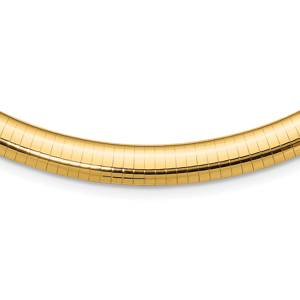 14k Polished 8mm Standard Weight 16 inch Domed Omega Necklace (OD8-16)