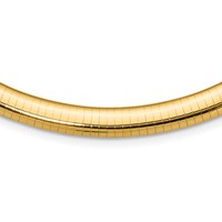 14K Yellow Gold Polished 8mm Standard Weight Domed Omega Necklace, 16" view 1
