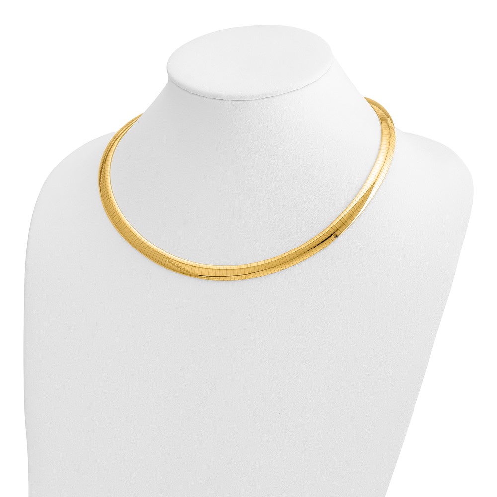 14k Polished 8mm Standard Weight 18 inch Domed Omega Necklace (OD8-18)