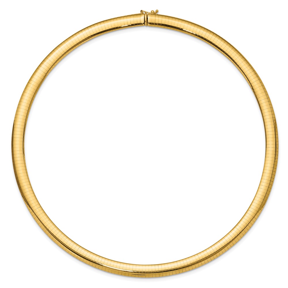 14k Polished 8mm Standard Weight 18 inch Domed Omega Necklace (OD8-18)