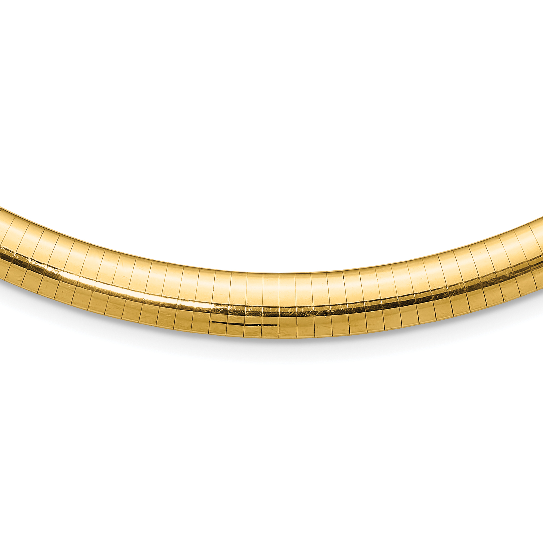 14k Polished 8mm Standard Weight 18 inch Domed Omega Necklace (OD8-18)