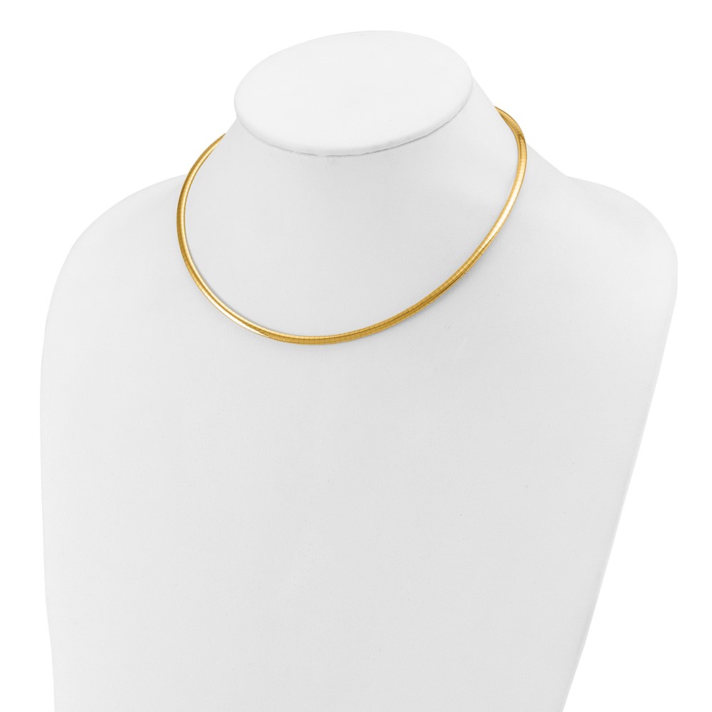14k Polished 3mm Lightweight 16 inch Domed Omega Necklace (ODL3-16)