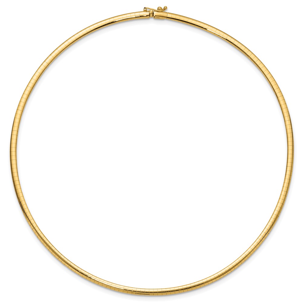 14k Polished 3mm Lightweight 16 inch Domed Omega Necklace (ODL3-16)