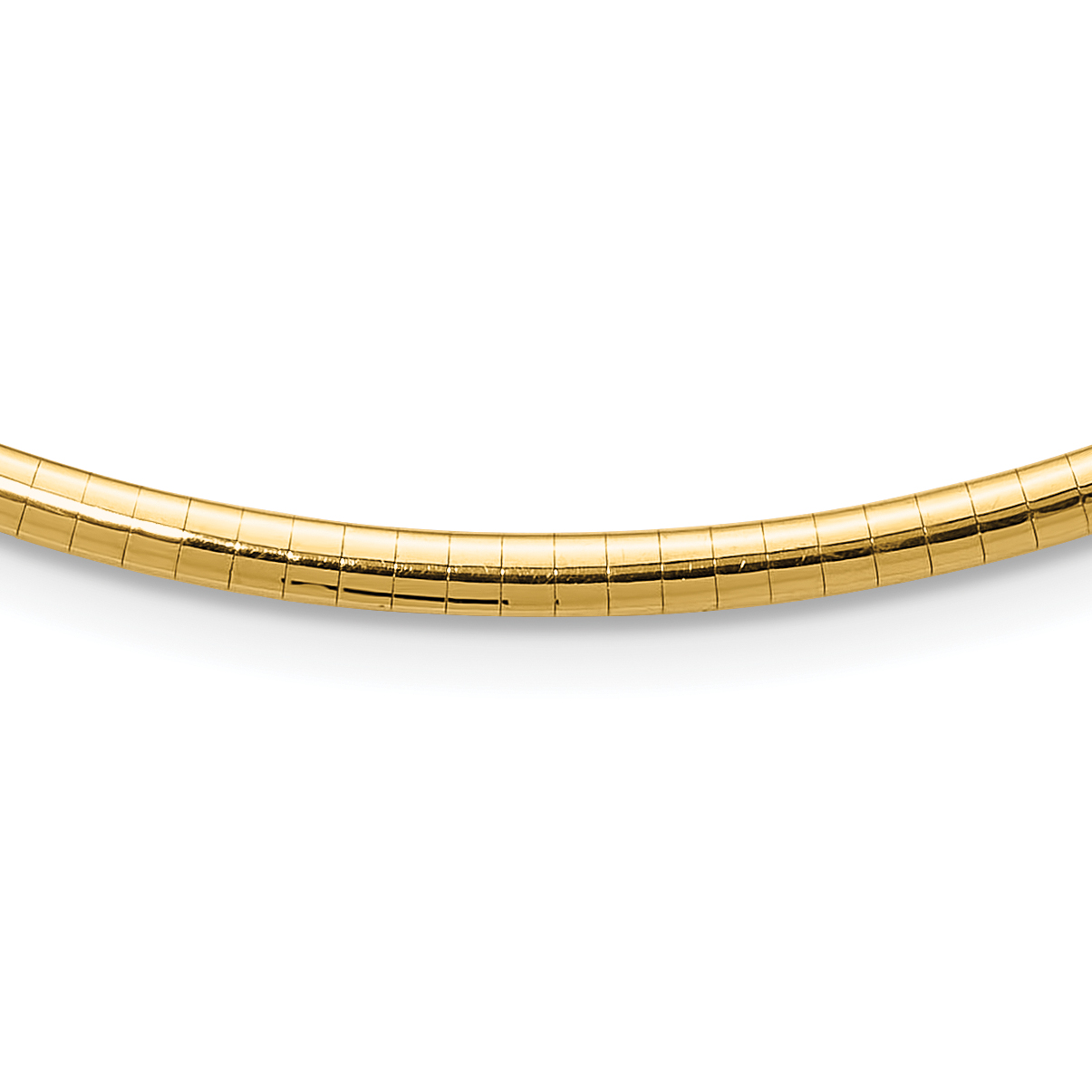 14k Polished 3mm Lightweight 16 inch Domed Omega Necklace (ODL3-16)