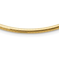 14K Yellow Gold Polished 3mm Lightweight Domed Omega Necklace, 16" view 1