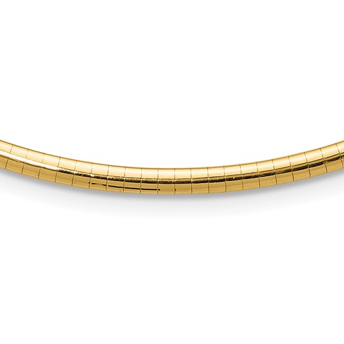 14K Yellow Gold Polished 3mm Lightweight Domed Omega Necklace - 16in