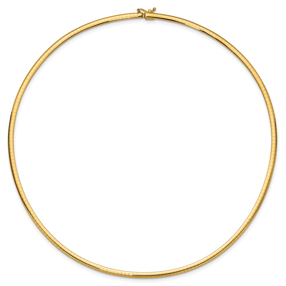 14k Polished 3mm Lightweight 18 inch Domed Omega Necklace (ODL3-18)