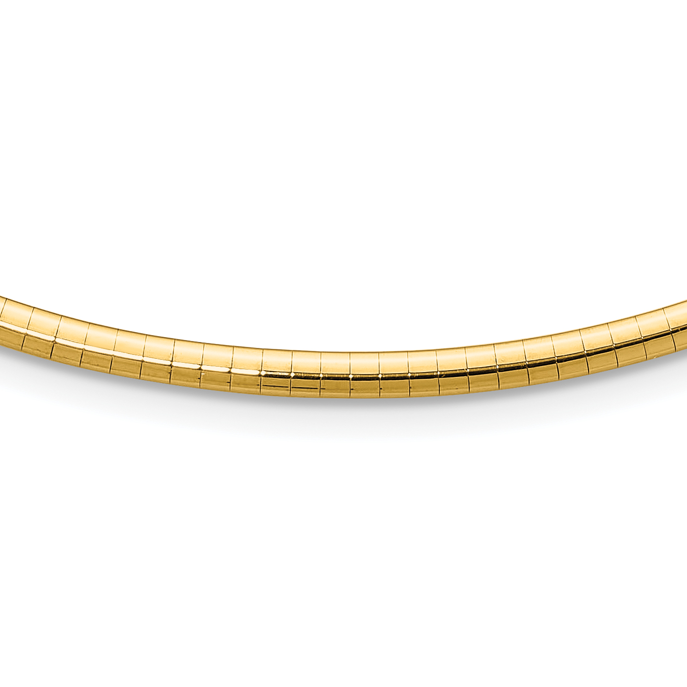 14k Polished 3mm Lightweight 18 inch Domed Omega Necklace (ODL3-18)