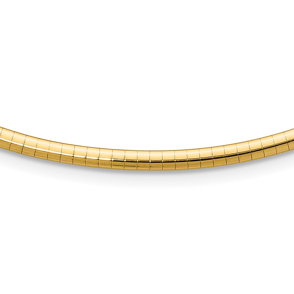 14k Polished 3mm Lightweight 18 inch Domed Omega Necklace (ODL3-18)