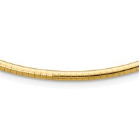 14K Yellow Gold Polished 3mm Lightweight Domed Omega Necklace, 18" view 1