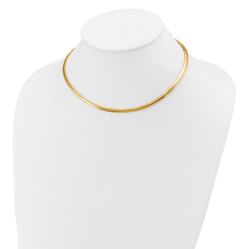 14k Polished 4mm Lightweight 16 inch Domed Omega Necklace (ODL4-16)