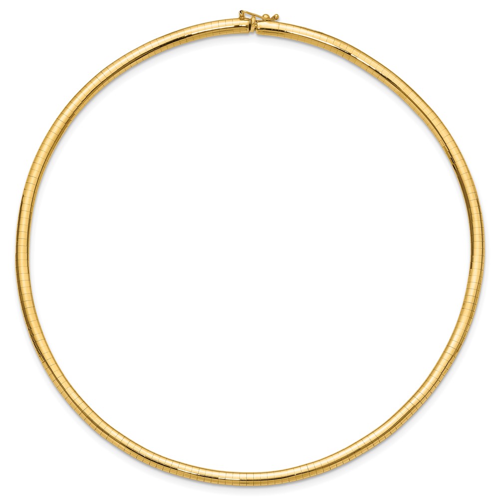 14k Polished 4mm Lightweight 16 inch Domed Omega Necklace (ODL4-16)