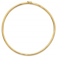 14K Yellow Gold Polished 4mm Lightweight Domed Omega Necklace, 16" view 3