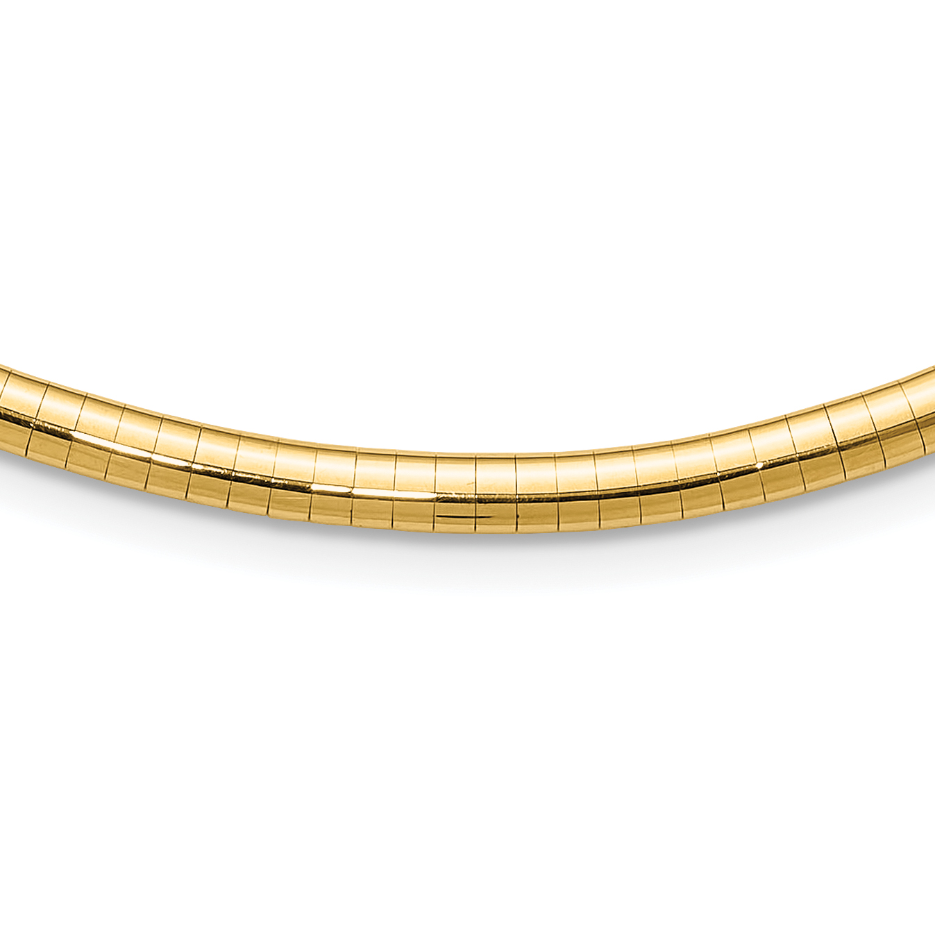 14k Polished 4mm Lightweight 16 inch Domed Omega Necklace (ODL4-16)