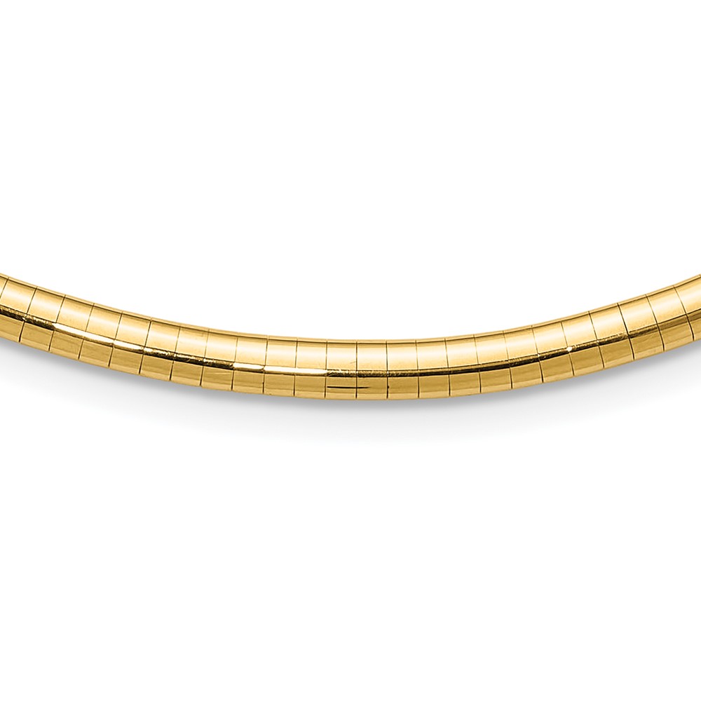 14k Polished 4mm Lightweight 16 inch Domed Omega Necklace (ODL4-16)