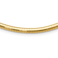 14K Yellow Gold Polished 4mm Lightweight Domed Omega Necklace, 16" view 1