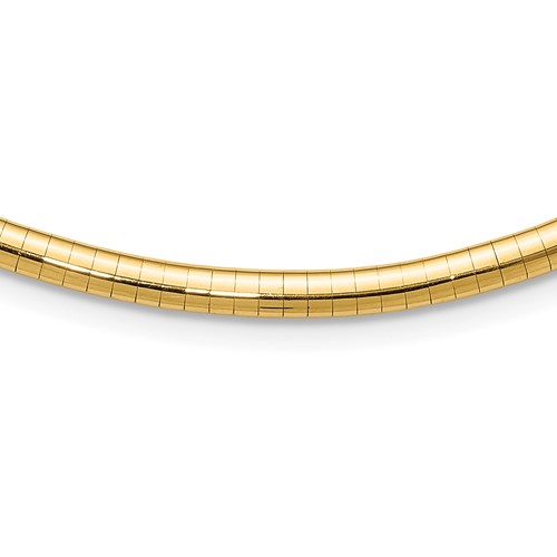 14K Yellow Gold Polished 4mm Lightweight Domed Omega Necklace, 16"