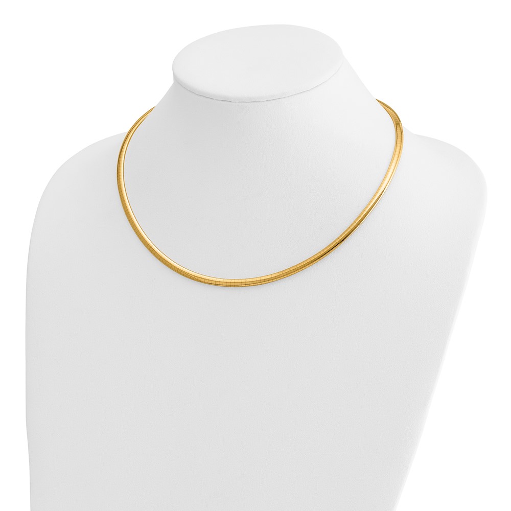14k Polished 4mm Lightweight 18 inch Domed Omega Necklace (ODL4-18)