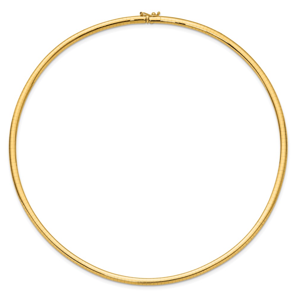 14k Polished 4mm Lightweight 18 inch Domed Omega Necklace (ODL4-18)