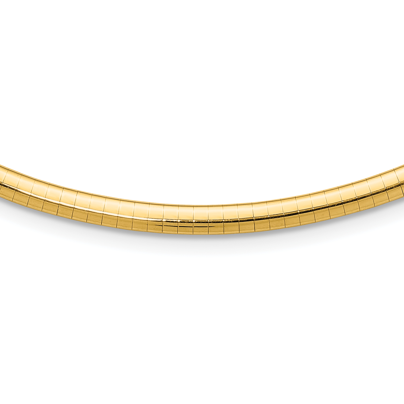 14k Polished 4mm Lightweight 18 inch Domed Omega Necklace (ODL4-18)