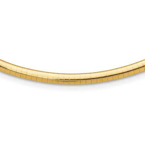14k Polished 4mm Lightweight 18 inch Domed Omega Necklace