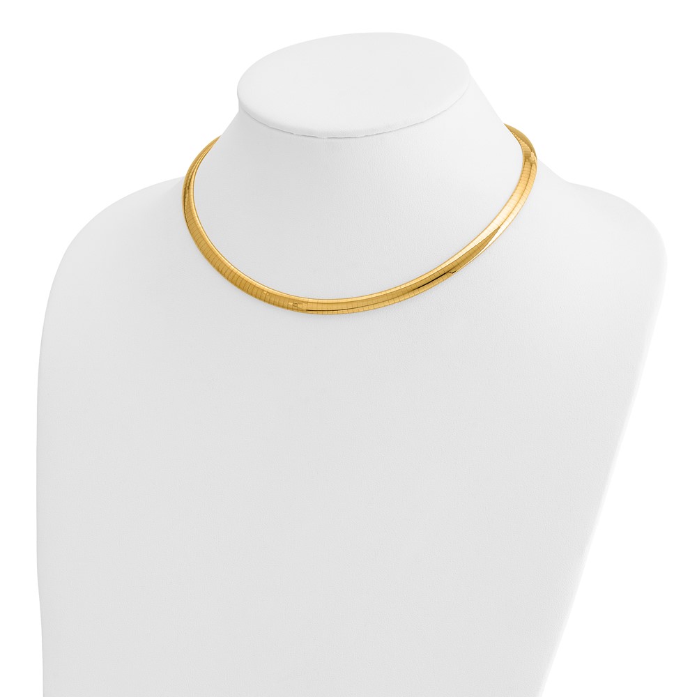 14k Polished 6mm Lightweight 16 inch Domed Omega Necklace (ODL6-16)