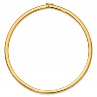 14K Yellow Gold Polished 6mm Lightweight Domed Omega Necklace, 16" view 2