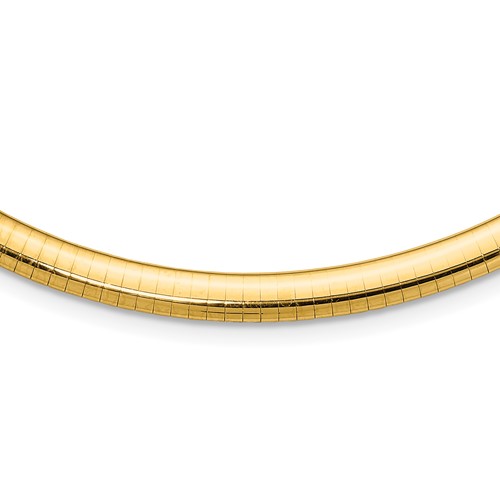 14K Yellow Gold Polished 6mm Lightweight Domed Omega Necklace, 16"