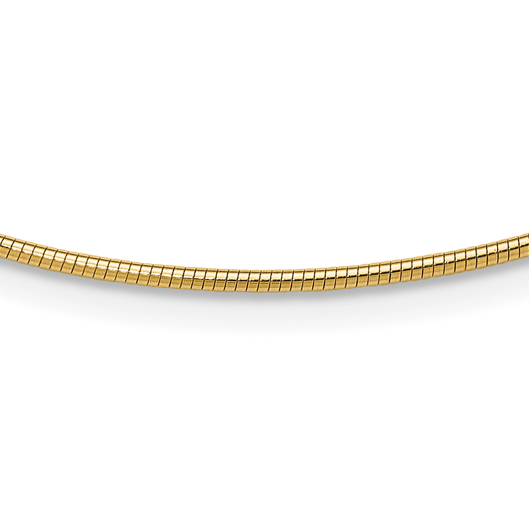 14K Polished 1.4mm 16 inch Round Omega Necklace (OM2-16)